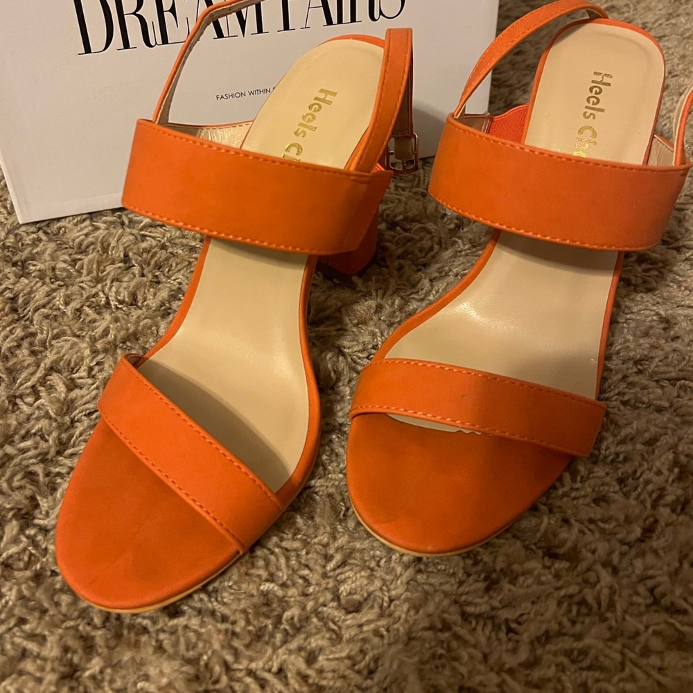 Two Strap Orange Heels